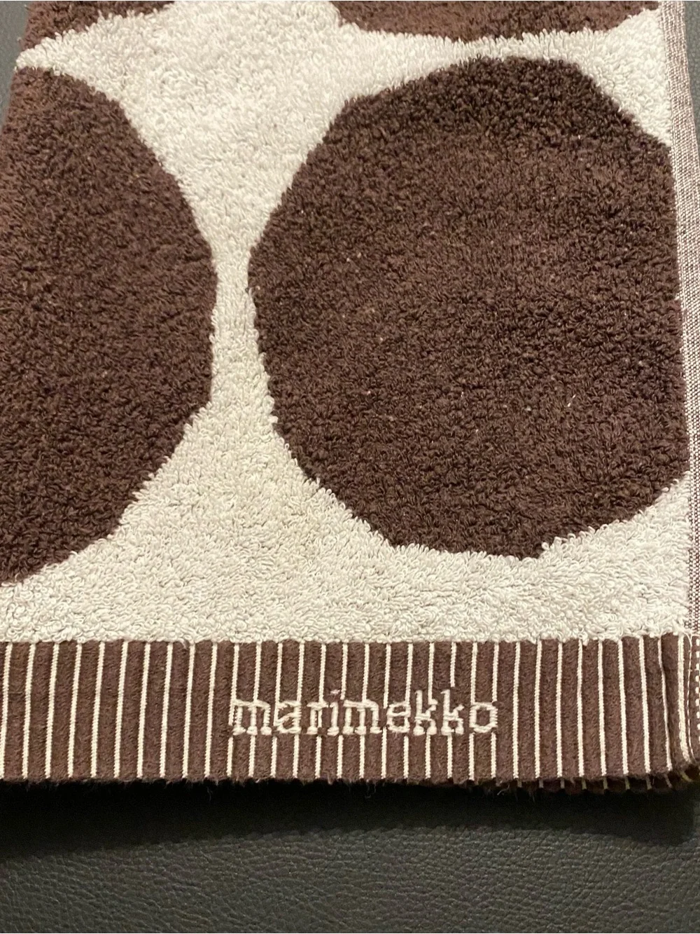 Marimekko Brown and Cream Polka Dot Hand Towel